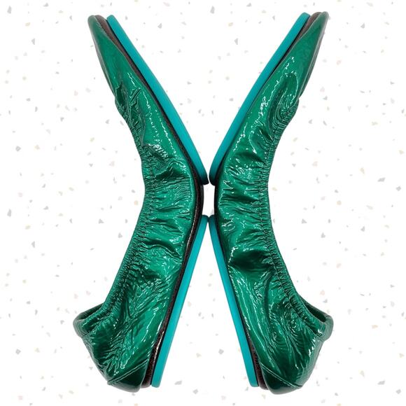 Tieks Emerald Green Patent Leather Ballet Flats Classic Holiday Shoes Size 9 - Picture 5 of 9